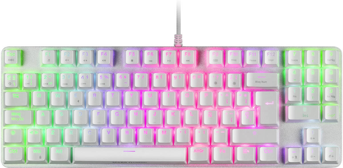 Teclado Gaming MARS Mkrevoprowbes (Mecánico - Español - Blanco)