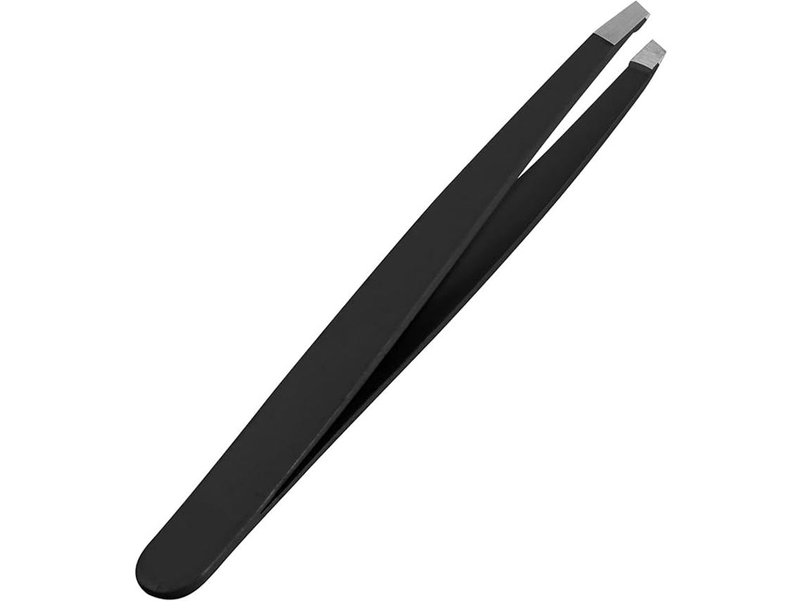 Pinzas - Pinzas Profesionales Inclinadas - Acero Inoxidable - Para Vello Facial - Unisex - Negras