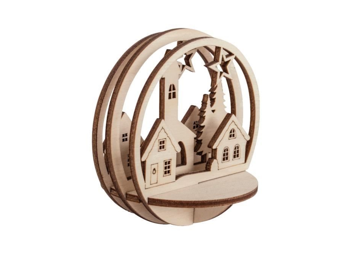 Objeto decorativo - Rayher - Decoración de madera entrelazada Casas para formas acrílicas - Ø 8 cm