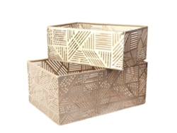 2 cestas de almacenamiento de metal con aberturas Art Déco - Dorado