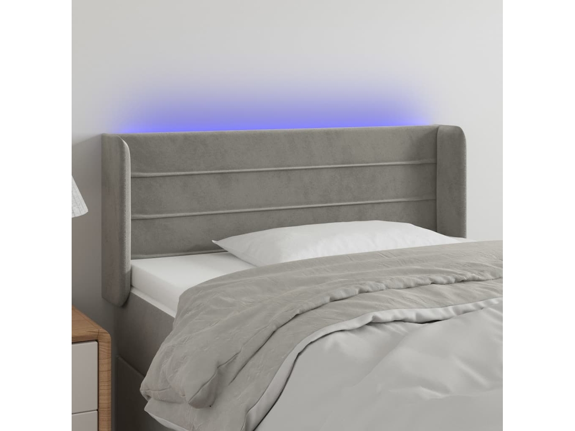 Cabecero Con Led De Terciopelo Gris Claro 83x16x78/88 Cm