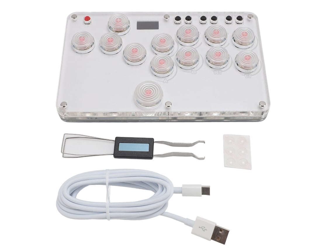 Control De Arcade Con 13 Teclas Y Todos Los Botones Con Funciones Rgb Turbo Personalizadas, Compatible Con Hot Swap Socd Arcade Fight Stick Para Pc