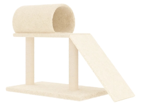 Rascador para gatos con túnel y escalera color crema 55.5 cm VIDAXL