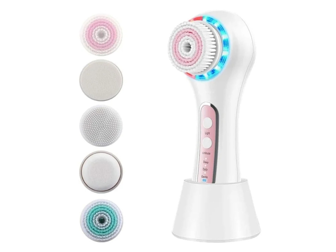 Cepillo limpiador facial recargable, exfoliante facial, resistente al agua IPX7, con 5 cabezales, cepillo facial eléctrico giratorio para Bestvite.