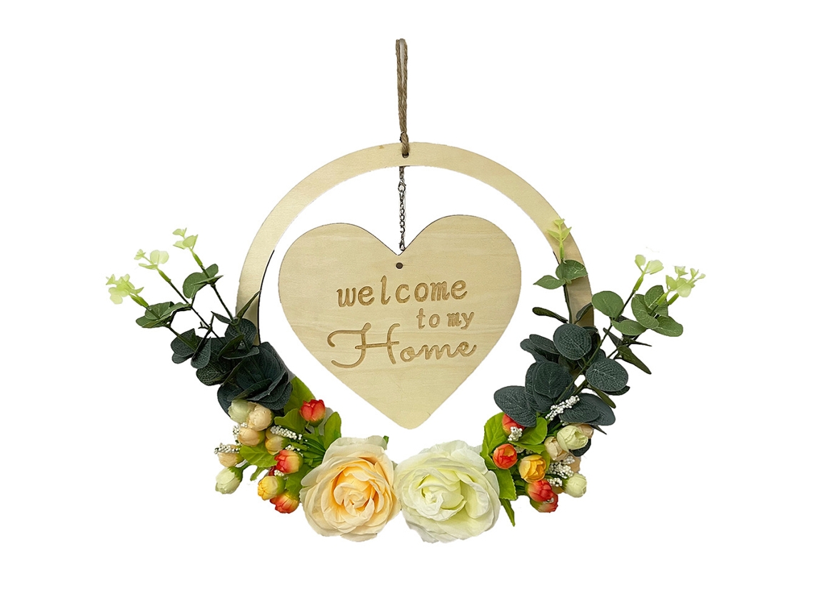 Placa decorativa de madera para puerta y pared - Letrero de bienvenida