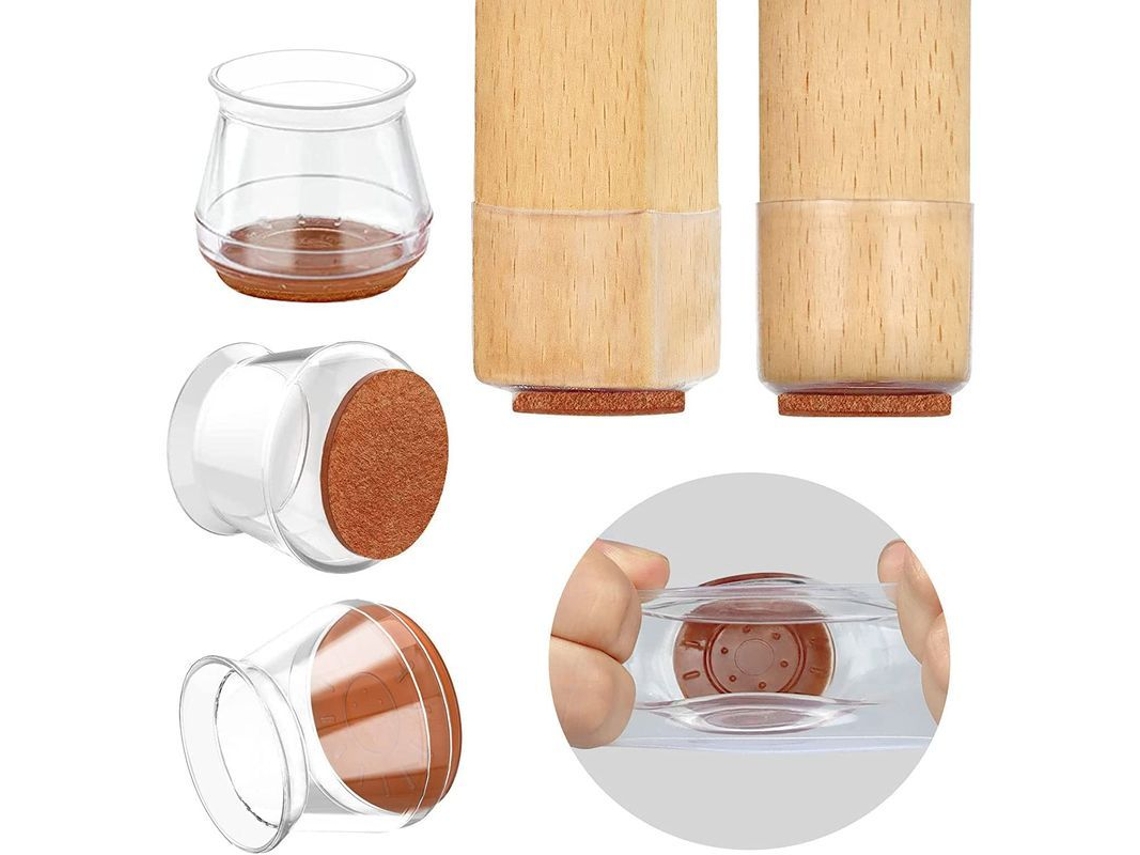 24 Protectores Transparentes Para Patas De Sillas, Material Tpu, Antirruido, Fáciles De Mover, Tamaño Grande.