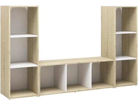 Conjunto 2 Mueble para la televisión VIDAXL Blanco Madera contrachapada (107x35x37 cm)