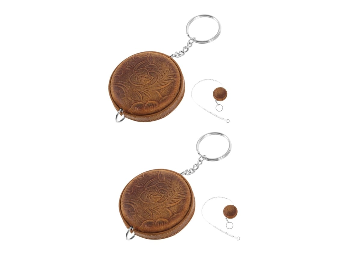 Conjunto De 2 Mini Dispensadores De Fita Métrica Em Couro Bovino Com Descosturador
