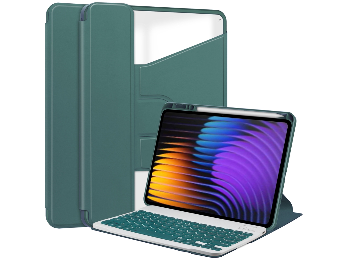 Capa Para Xiaomi Pad 7/pad 7 Pro 11.2 Polegadas Com Ranhura Para Caneta Adicionar Teclado Português Verde Escuro