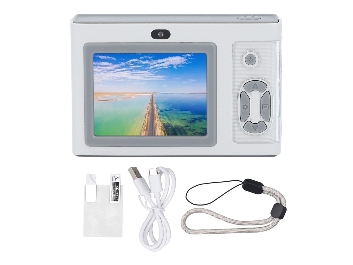 Câmera Digital 2.4 Polegadas 1080p Hd Lentes Duas Zoom 4x Com Mp3 Player E Luz Led Cinza