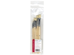 Set de 6 Pinceles Planos de Cerda Natural - ARTEMIO - números 1, 2, 4, 6, 8 y 12 - Adulto - Mixtos