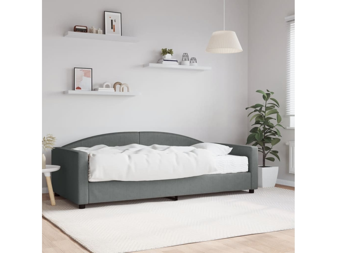 Sofá cama con colchón de 100x200 cm, tela gris oscuro