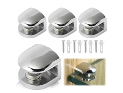 Soportes para estantes de vidrio cromado, 4 piezas, grosor ajustable de 5 a 8 mm, montaje en pared