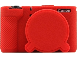 Funda protectora de silicona HEXINYIGJLY para Canon Powershot V1, acceso para trípode, tapa del objetivo, protector de pantalla rojo.