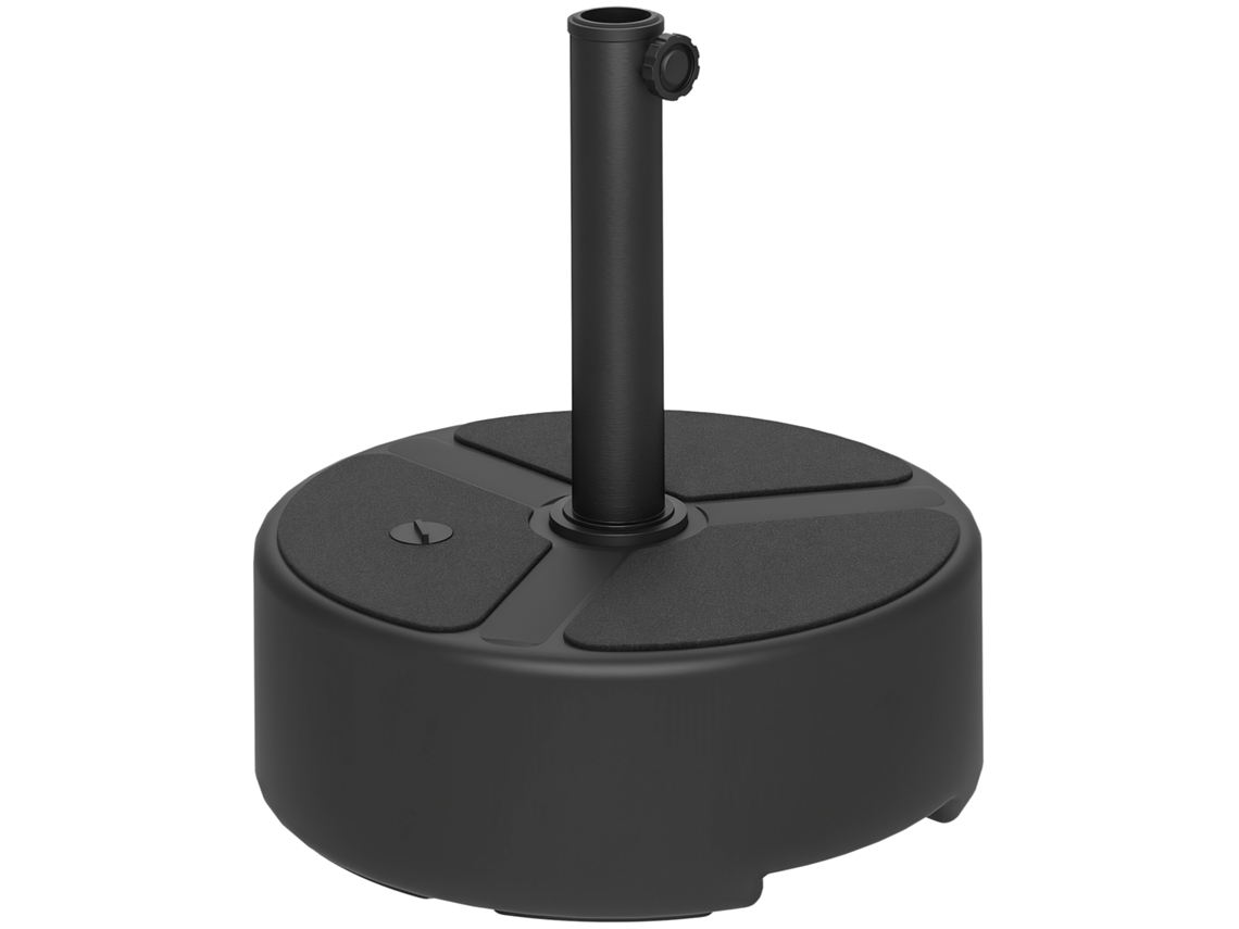 Base de parasol de HDPE rellenable de 18-20 kg, color negro.
