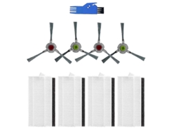 piezas de repuesto para el robot aspirador P20: cepillos laterales lavables, filtros HEPA y herramienta de limpieza.
