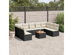 Conjunto de sofás de jardín de 10 piezas DKD Home Decor con cojines de mimbre negros