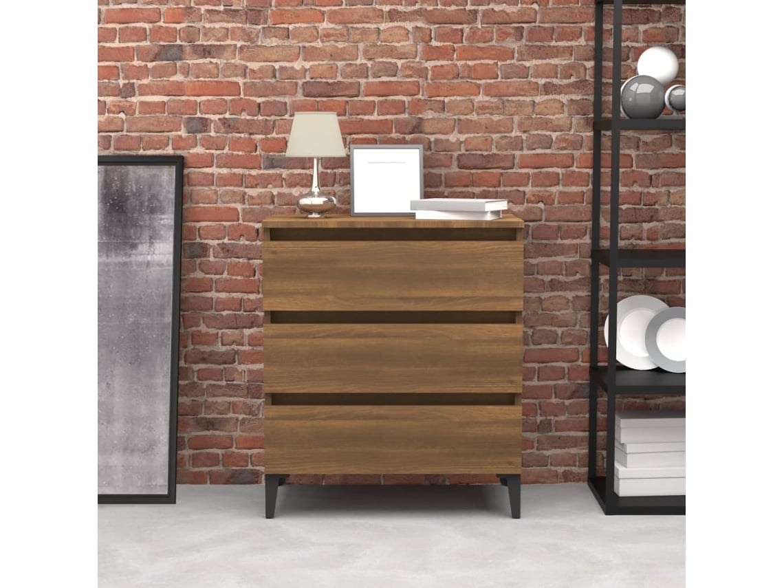 Aparador De Madera Contrachapada Roble Marrón 60x35x69 Cm