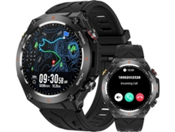 Reloj inteligente Yunzii negro resistente al agua y de grado militar para correr y monitorizar la actividad física.