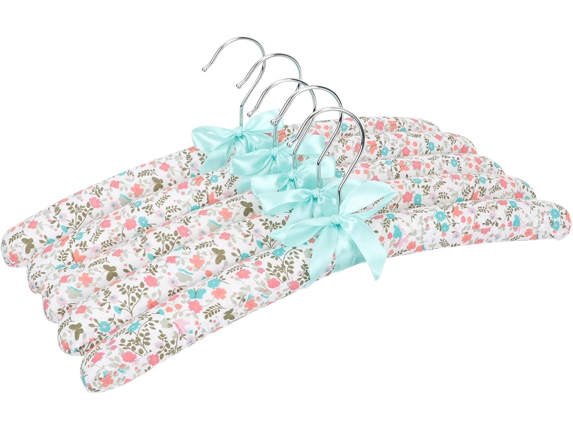 Juego 5 Perchas Antideslizantes Acolchadas Algodón Esponja Delicada Ideales Guardar Armario Trajes Ropa