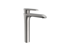 Grifo De Lavabo Elevado 411 En Latón Níquel Cepillado, Colección Enipée