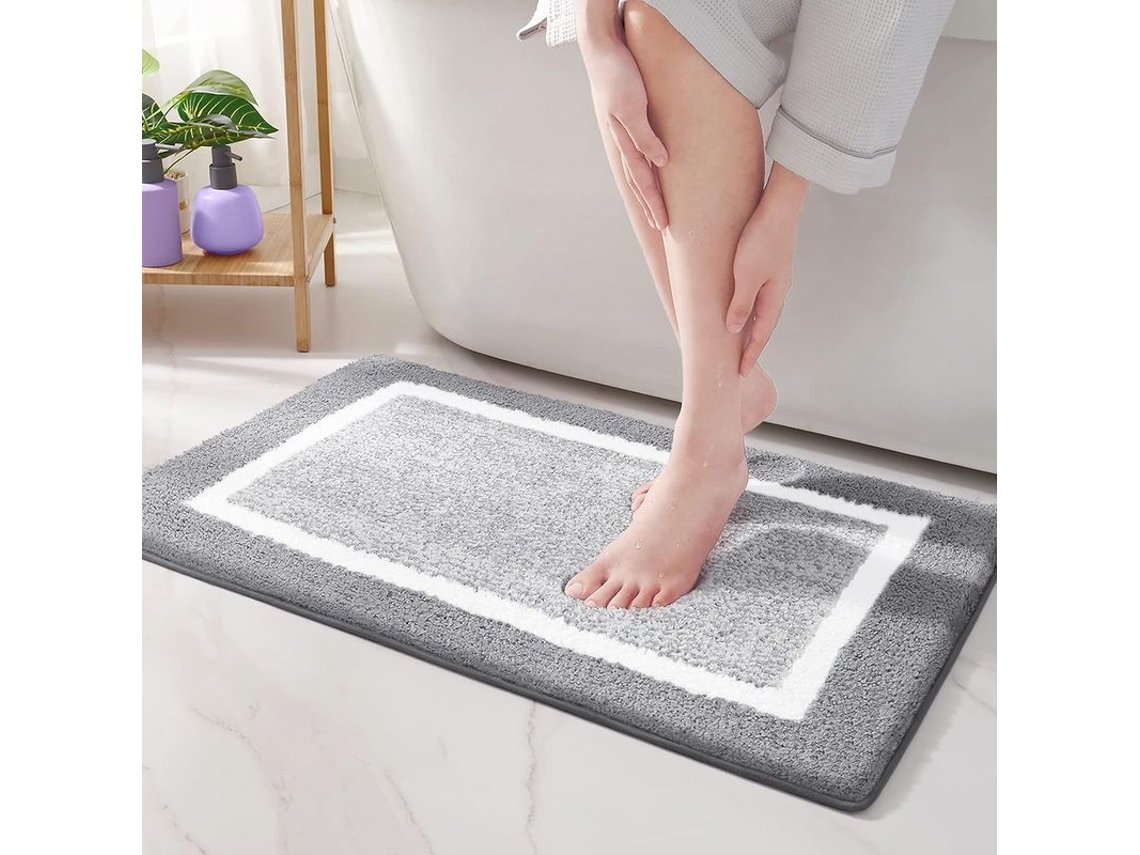 2026-tapete De Baño Linjou 43x61cm Microfibra Suave, Antideslizante, Ultra Absorbente (gris)