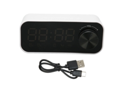 Reloj Despertador Con Altavoz Bluetooth Radio Led Espejo Para Dormitorio Blanco