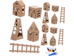 Casita De Cartón Para Construir Y Colorear - Kit En Miniatura Para Niños Y Niñas