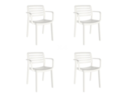 GARBAR WIND Set 4 Silla Con Brazos Interior Exterior Blanco