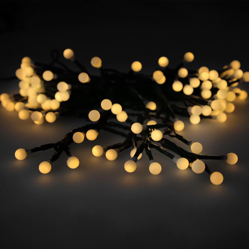 Guirnalda Luces Navidad esfera 120 leds luz blanco calido. uso en exteriores interiores ip44