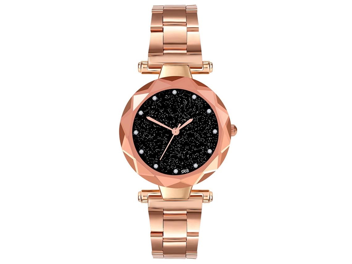 Reloj Unisex De Cuarzo Con Brazalete De Acero, Estilo Casual, D03-g, Oro Rosa.