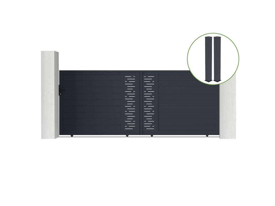 Puerta corredera 4m ARLBERG H.160cm aluminio gris 2 postes 20x20cm H.190cm CASANOOV