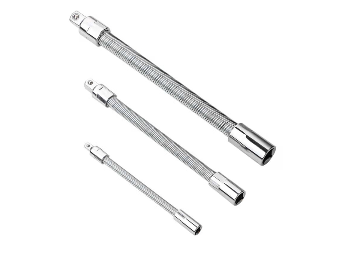 3pcs Cabos de Extensão Flexíveis de Soquete 1/4 3/8 1/2 Aço Cromado Conjunto | S/MARCA