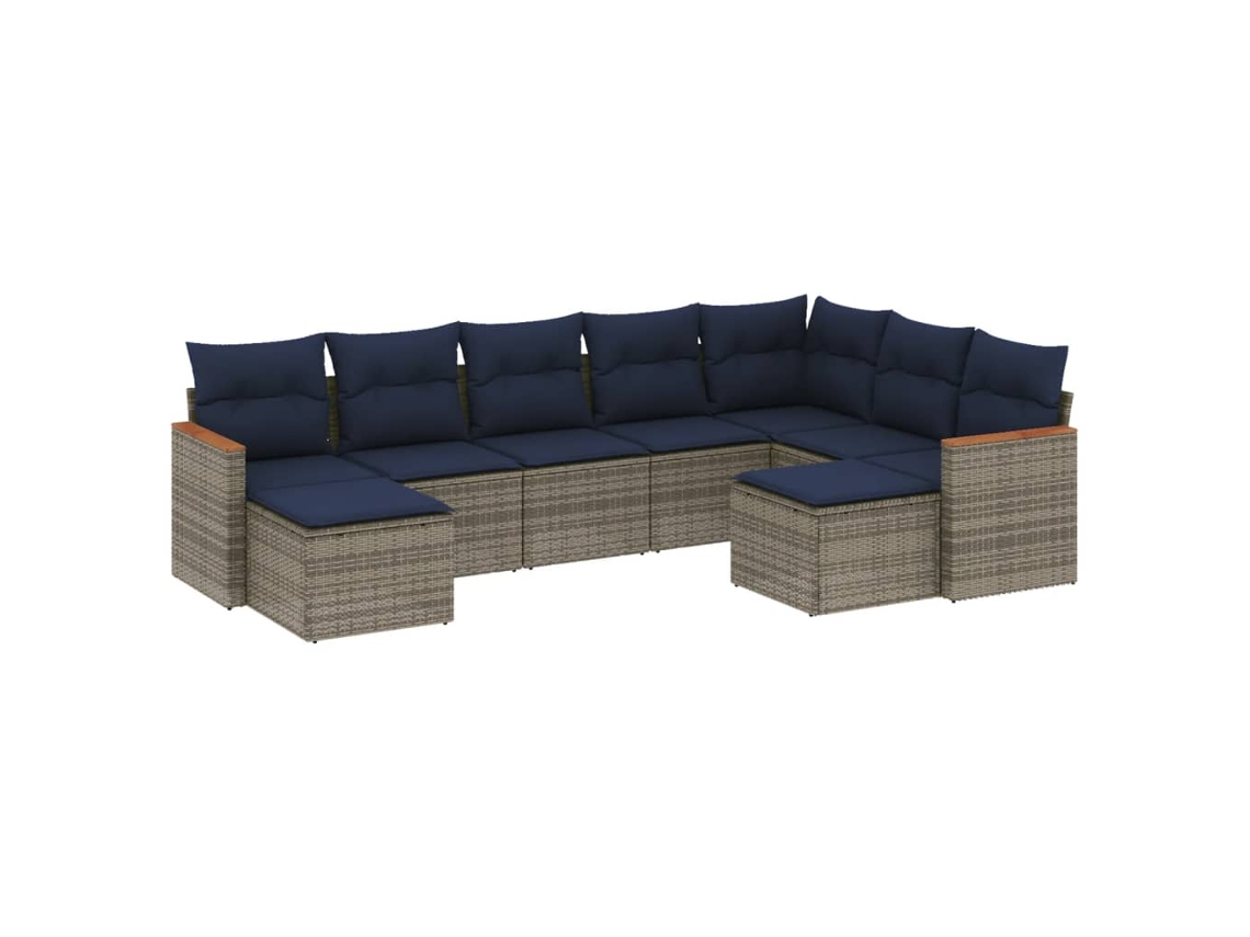 Maison Exclusive - Conjunto De Sofá De Jardín De 9 Piezas Con Cojines, Poliratán Gris