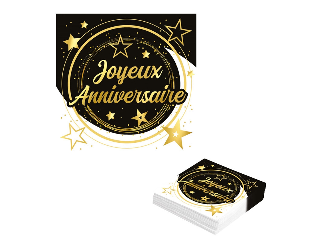 Servilletas GUIRCA Bolsa de 12 Joyeux Anniversaire Birthday 33X33 Cm