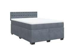 Maison Exclusive - Cama Box Spring Con Colchón Terciopelo Gris Oscuro 140x190 Cm