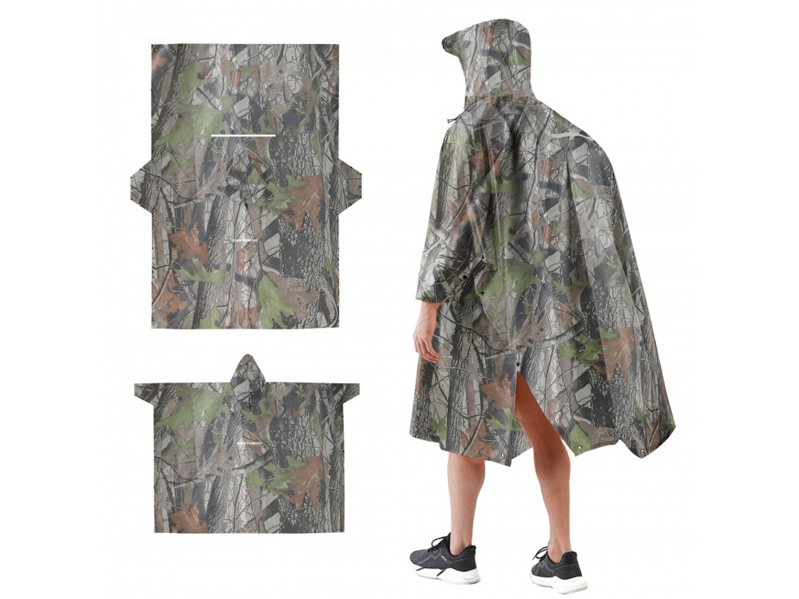 Poncho Chrui Con Tiras Reflectantes Que Se Puede Usar Como Almohada Para Tienda De Campaña, Bosque