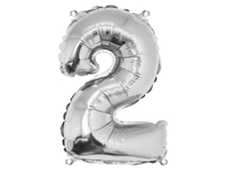 Globo Número 2, 40cm, 1 ud., Plateado