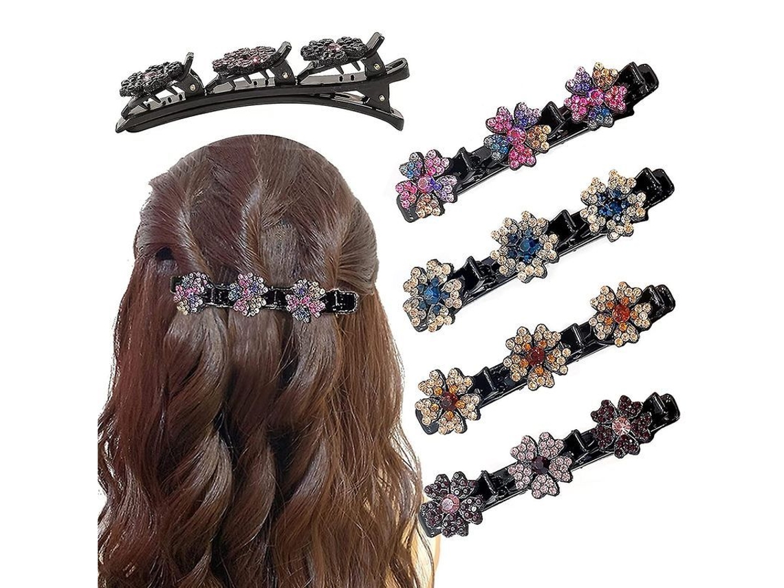 Pinzas para el cabello trenzadas 2026 con piedras de cristal brillantes para mujer, 3 pinzas pequeñas, para niñas, Barretta Multiclip