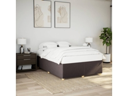 Cama Sin Colchón Tela Marrón Oscuro 140x190 Cm