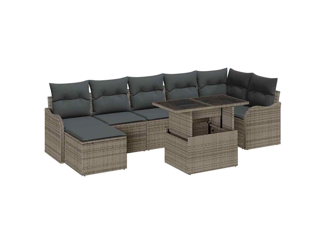 Maison Exclusive - Conjunto De Sofá De Jardín 8 Pcs Gris Rattan De Poliéster