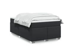 Cama Box Spring Con Colchón Cuero Sintético Negro 120x190 Cm