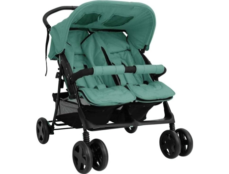 vidaXL Carrito para gemelos de acero verde