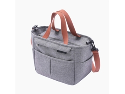 Bolsa Térmica Gris De Malla Oxford Para El Almuerzo Con Múltiples Bolsillos.
