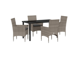 Conjunto De Comedor De Jardín 5 Uds | Mueble De Jardín Gris Ratán Sintético