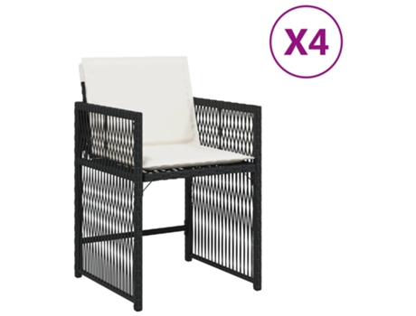 Conjunto 4 Silla De Jardín VIDAXL Negro Poli Ratán
