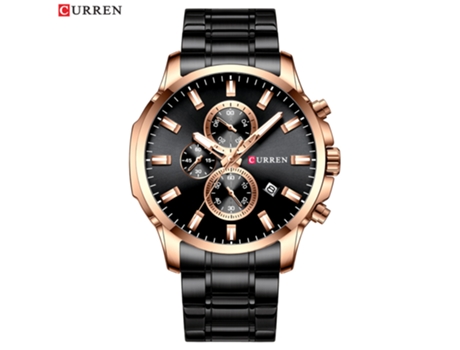 Relojes para Hombres Reloj de Cuarzo para Hombres Reloj de Pulsera Multifuncional de Acero Inoxidable de Moda de Negocios-Concha Rosa Negra LUUCOZK