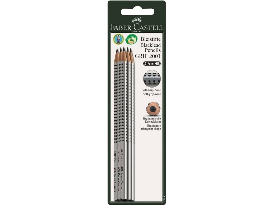 Lápiz de Grafito FABER-CASTELL GRIP 2001 (Gris - 5 Unidades)
