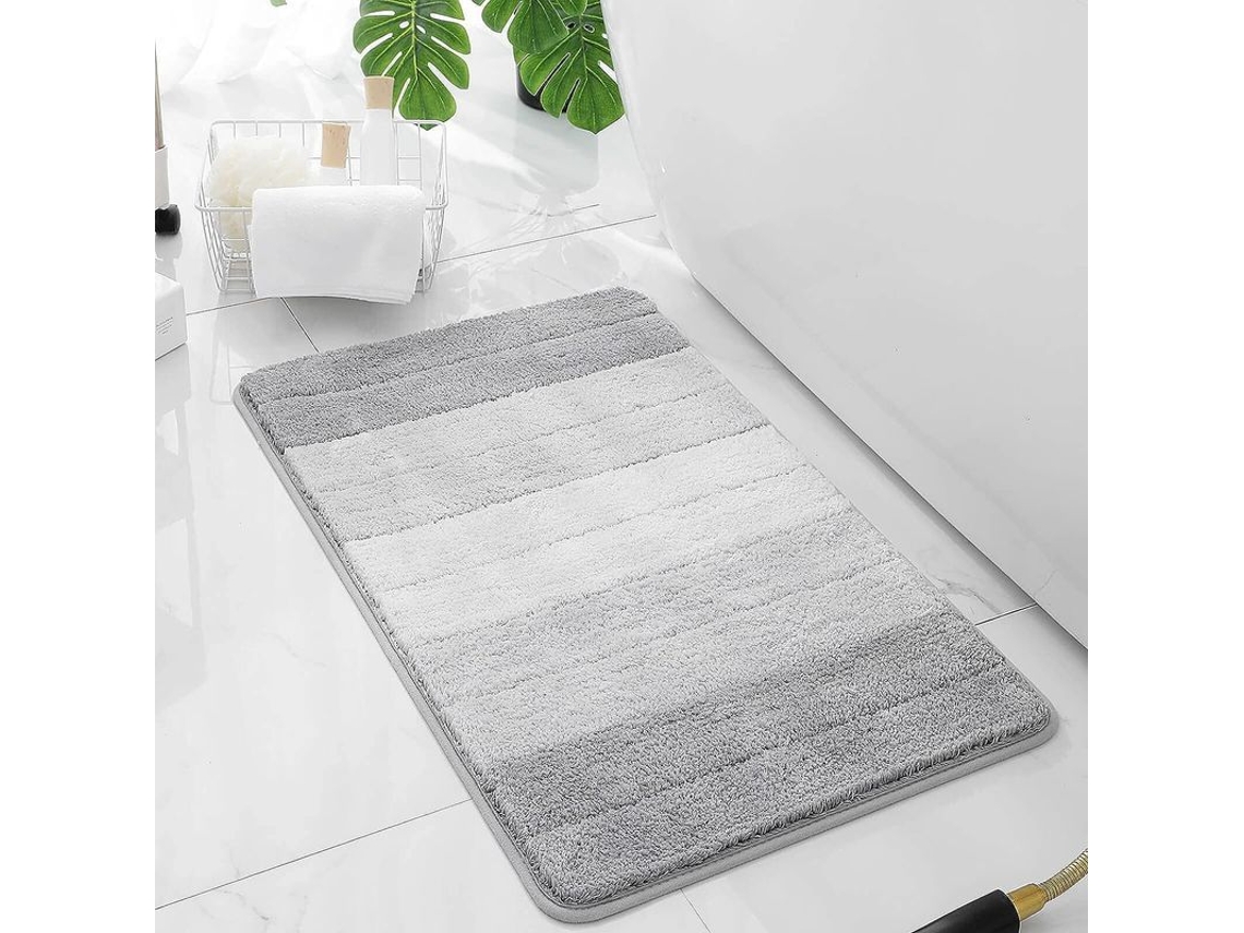 2026-tapete De Baño Microfibra Pequeño 17"x24" Gris Degradado Absorbente Antideslizante
