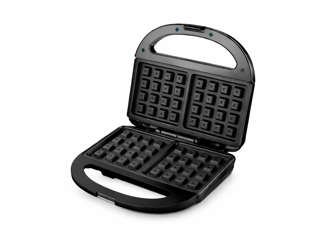 Gofrera doble de 750 W con placas antiadherentes Sokany SK-08076, color negro.